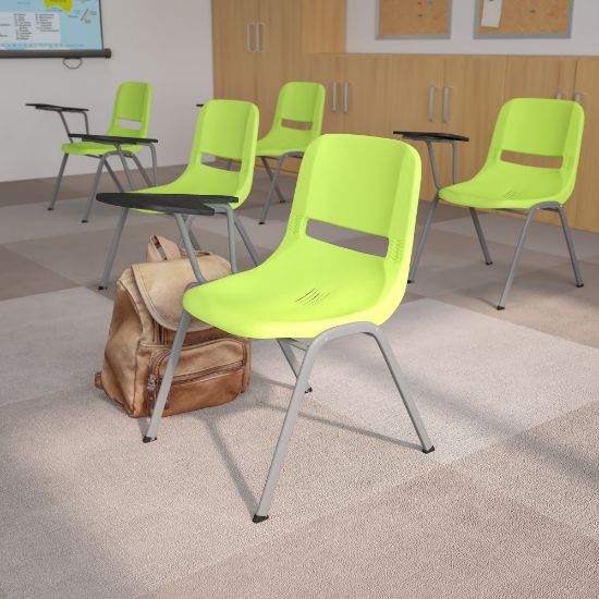 Picture of Flash Furniture Ergonomic Shell Chairs, Green, Set Of 5 Chairs