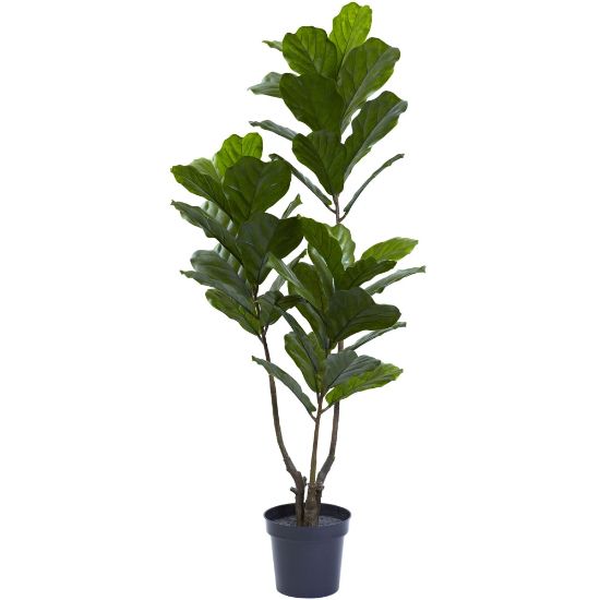 Picture of Nearly Natural 65inH UV-Resistant Fiddle Leaf Tree With Plastic Pot, Green