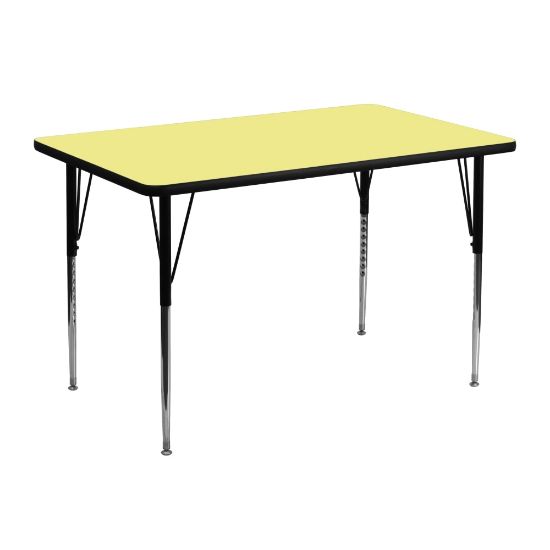 Picture of Flash Furniture 48inW Rectangular Thermal Laminate Activity Table With Standard Height-Adjustable Legs, 30inD, Yellow