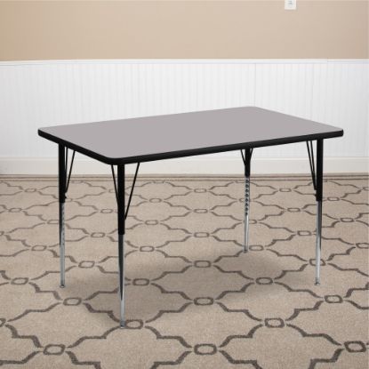 Picture of Flash Furniture 48inW Rectangular Thermal Laminate Activity Table With Standard Height-Adjustable Legs, Gray