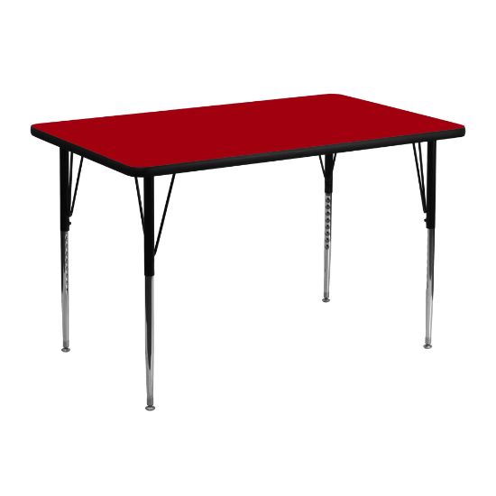 Picture of Flash Furniture 48inW Rectangular Thermal Laminate Activity Table With Standard Height-Adjustable Legs, Red