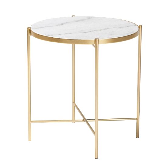 Picture of Baxton Studio Maddock Modern And Contemporary End Table, 19-3/4inH x 19-5/16inW x 19-5/16inD, Gold/Marble White