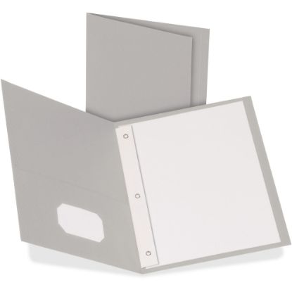 Picture of Oxford Twin Pocket 3-Hole Fastener Folders, Letter Size (8 1/2in x 11in), Gray, Box Of 25