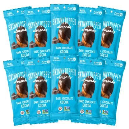 Picture of Skinny Dipped Almonds, Gluten-Free Dark Chocolate Cocoa, 1.2 Oz, Pack Of 10 Bags