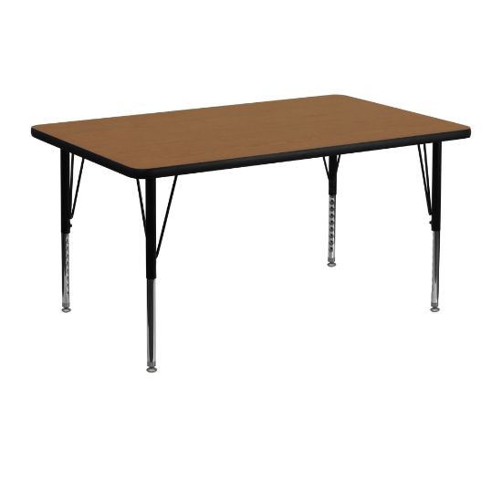 Picture of Flash Furniture 48inW Rectangular Thermal Laminate Activity Table With Short Height-Adjustable Legs, Oak