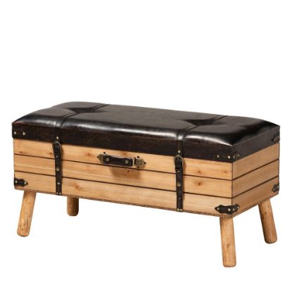 Picture of Baxton Studio Amena Storage Ottoman, 18-1/2inH x 35-7/16inW x 15-3/4inD, Dark Brown/Oak