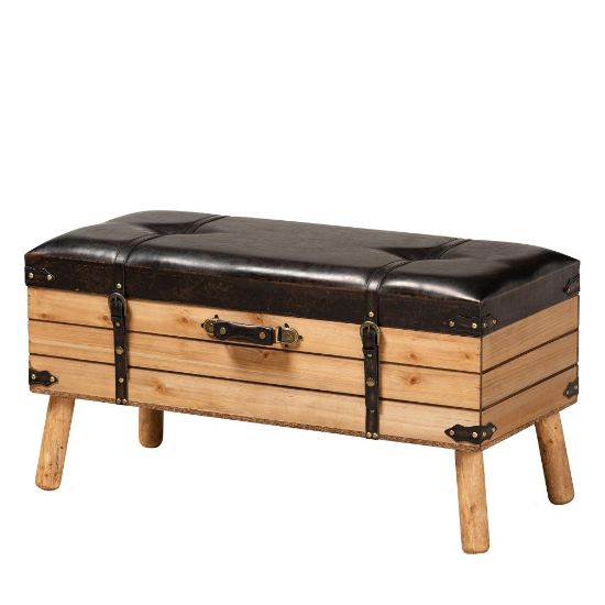 Picture of Baxton Studio Amena Storage Ottoman, 18-1/2inH x 35-7/16inW x 15-3/4inD, Dark Brown/Oak