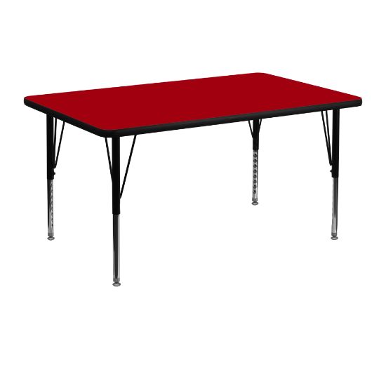 Picture of Flash Furniture 48inW Rectangular Thermal Laminate Activity Table With Short Height-Adjustable Legs, Red