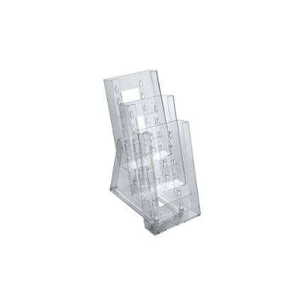 Picture of Azar Displays Tiered Modular 3-Pocket Crystal Styrene Brochure Holders, 11 3/4inH x 4 1/2inW x 7inD, Clear, Pack Of 2