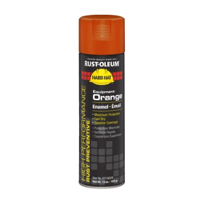 Picture of Rust-Oleum Hard Hat High Performance V2100 System Rust Preventive Enamel Spray Paint, 15 Oz, Gloss Equipment Orange, Case Of 6 Cans