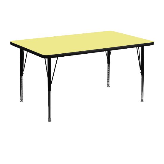 Picture of Flash Furniture 48inW Rectangular Thermal Laminate Activity Table With Short Height-Adjustable Legs, Yellow