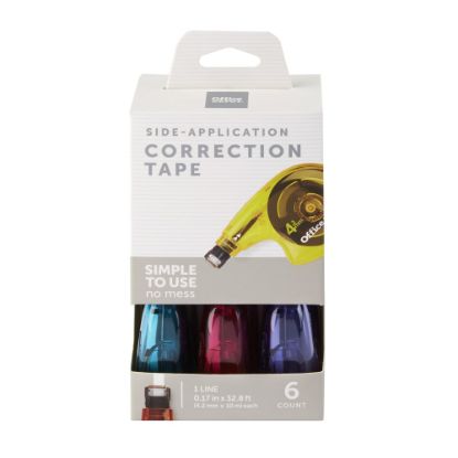 Picture of Office Depot Brand Side-Application Correction Tape, 1 Line x 392in, Assorted Colors, Pack Of 6