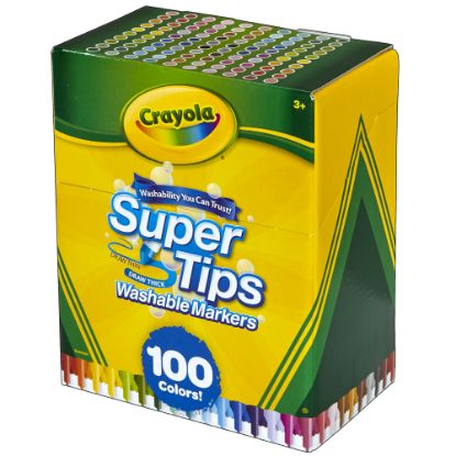 Picture of Crayola Washable Super Tips Markers, Assorted Colors, Pack Of 100 Markers