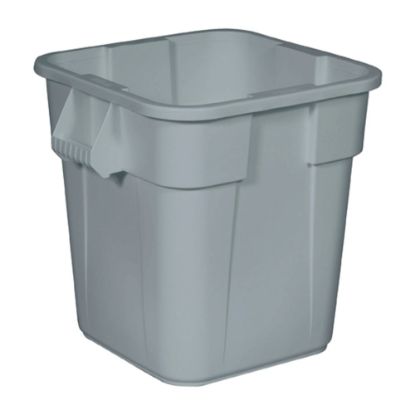 Picture of Rubbermaid Commercial Square Brute Container - 28 gal Capacity - Square - Handle, Rounded Corner, Easy to Clean, Sturdy - 22.5in Height x 21.5in Width x 21.5in Depth - Plastic - Gray - 1 Each