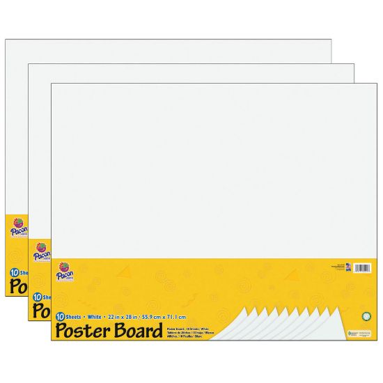 Picture of Pacon UCreate Poster Board, 22in x 28in, White, 10 Sheets Per Pack, Case Of 3 Packs