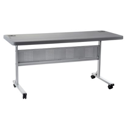 Picture of National Public Seating Flip-N-Store Table, 29-1/2inH x 24inW x 60inD, Charcoal Slate