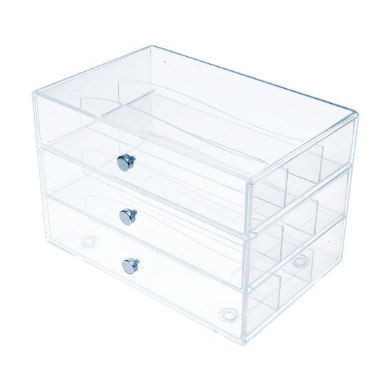 Picture of Deflecto Stackable Drawer Organizer, 6-13/16inH x 12-1/2inW x 12-1/2inD, Clear