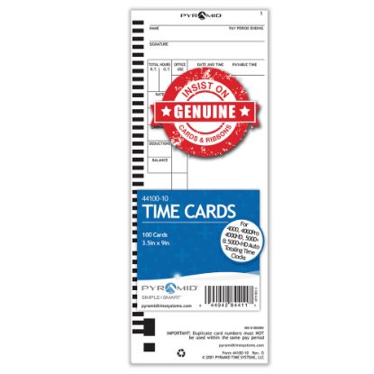 Picture of Pyramid 30% Recycled Time Cards For Pyramid Models 4000 & 5000, 9in x 3 1/2in, Pack Of 100