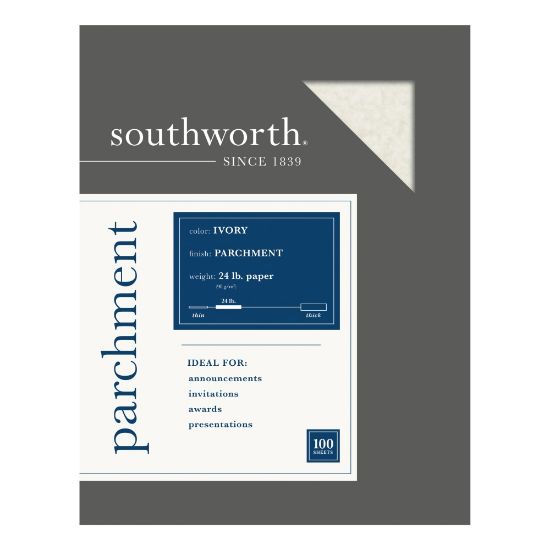 Picture of Southworth Parchment Specialty Paper, 8 1/2in x 11in, 24 Lb, Ivory, Pack Of 100