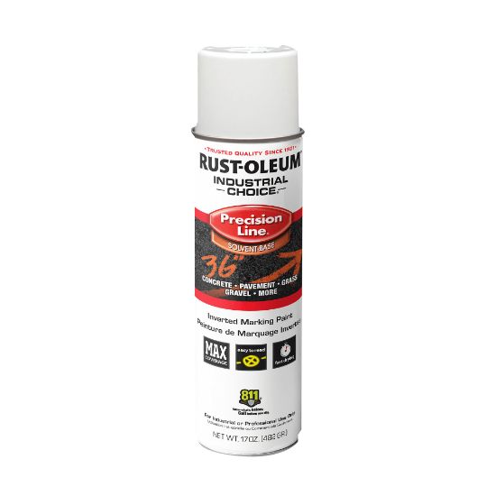 Picture of Rust-Oleum Industrial Choice M1600 System Solvent-Based Precision Line Inverted Marking Paint, 17 Oz, White, Case Of 12 Cans