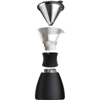 Picture of asobu Insulated Pour-over Coffee Maker (Black) - Coffee - Black, Silver - Stainless Steel, Borosilicate Glass Body