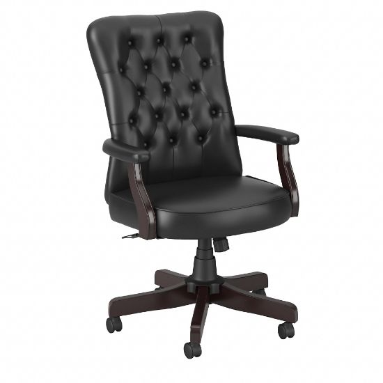 Picture of Bush Business Furniture Arden Lane Bonded Leather High-Back Tufted Office Chair With Arms, Black, Standard Delivery