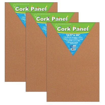 Picture of Flipside Cork Panels, 12-1/2in x 26in, Natural, Pack Of 3 Panels