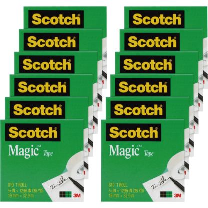 Picture of Scotch Magic Tape, 0.75in x 36ft, Clear, Pack Of 12 Rolls