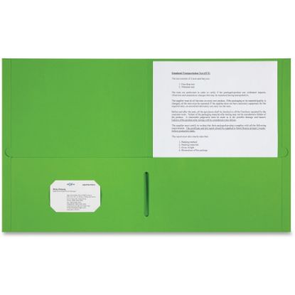 Picture of Sparco Letter Pocket Folder - 8 1/2in x 11in - 2 Internal Pocket(s) - Apple Green - 25 / Box