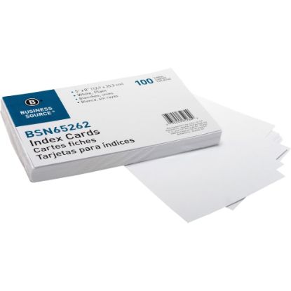 Picture of Business Source Plain Index Cards - 8in Width x 5in Length - 100 / Pack