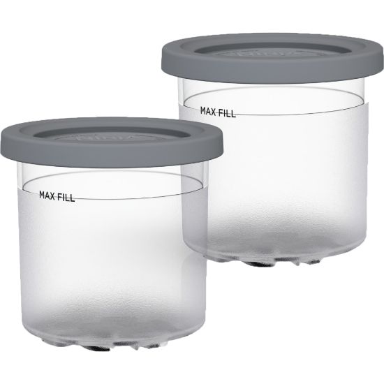 Picture of Ninja CREAMi Pints/Lids, 4-1/16in x 4-3/8in x 4-3/8in, Clear/Gray, Pack Of 2 Pints/Lids