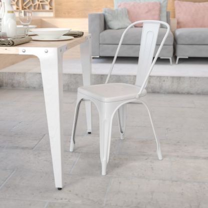 Picture of Flash Furniture Commercial Stackable Chair, White