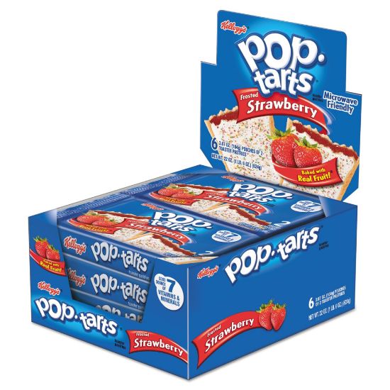 Picture of Pop-Tarts Toaster Pastries, Frosted Strawberry, 3.67 Oz, Box Of 72 Pastries