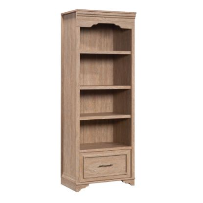 Picture of Sauder Rollingwood Country 72inH 4-Shelf Bookcase With Filing Drawer, Brushed Oak