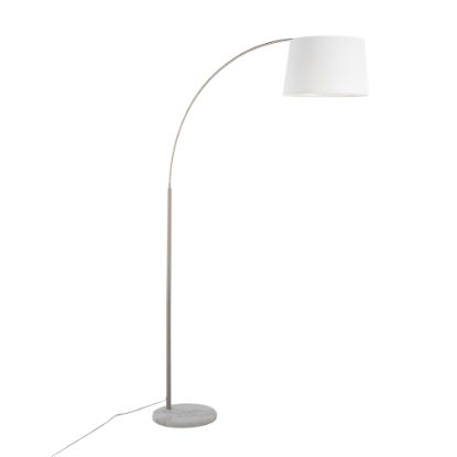 Picture of Lumisource March Floor Lamp, 74inH, White Shade/White Marble/Nickel Base