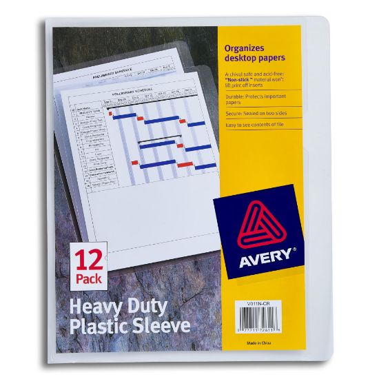 Picture of Avery Heavy Duty Plastic Document Sleeves, 8 1/2in x 11in, Holds Up To 25 Sheets, Clear, Pack Of 12