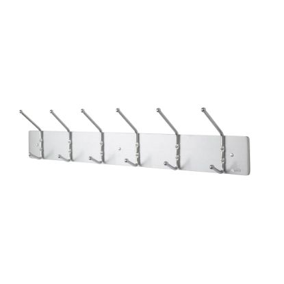 Picture of Safco Metal Wall Rack Coat Hooks, 6 Hooks, 6 3/4inH x 36inW x 3 3/4inD, Satin Aluminum