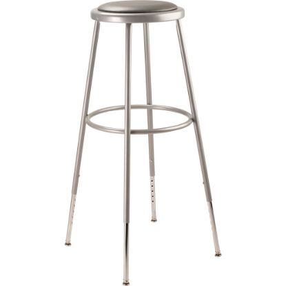 Picture of National Public Seating Adjustable Vinyl-Padded Task Stool, 30 1/2in - 38 1/2inH, Gray