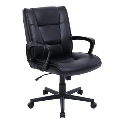 Picture of Realspace Rezzi Vegan Leather Mid-Back Manager Office Chair, Black