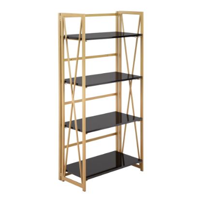 Picture of LumiSource Folia 50inH 4-Shelf Bookcase, Black/Gold