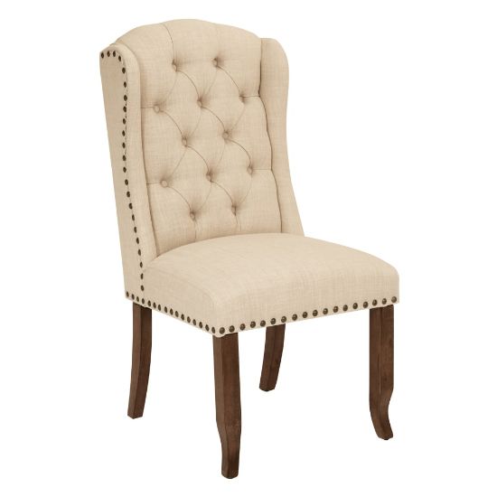 Picture of Ave Six Jessica Tufted Wing Chair, Linen/Coffee