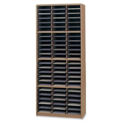 Picture of Safco Value Sorter Steel Corrugated Literature Organizer, 72 Compartments, Medium Oak