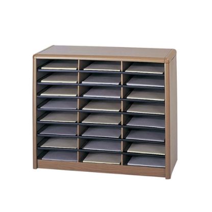 Picture of Safco Value Sorter Steel Corrugated Literature Organizer, 24 Compartments, Medium Oak