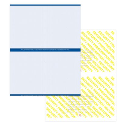 Picture of Medicaid-Compliant High-Security Perforated Laser Prescription Forms, 1/2-Sheet, 2-Up, 8-1/2in x 11in, Blue, Pack Of 500 Sheets