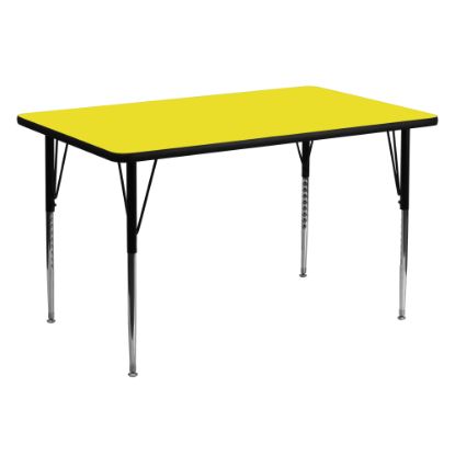 Picture of Flash Furniture 60inW Rectangular HP Laminate Activity Tables With Standard Height-Adjustable Legs, Yellow