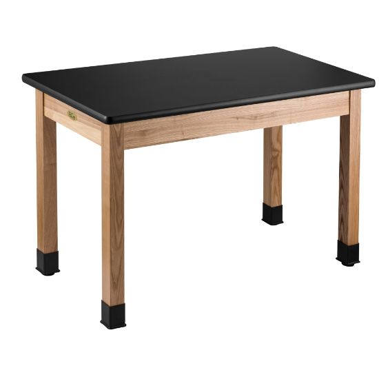 Picture of National Public Seating NPS Wood Science Lab Table, 30in x 48in x 24in, Black/Ash