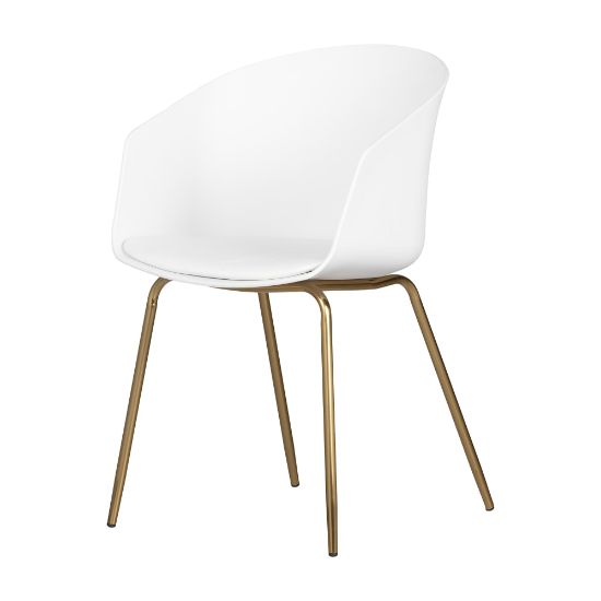 Picture of South Shore Flam Chair With Metal Legs, White/Gold