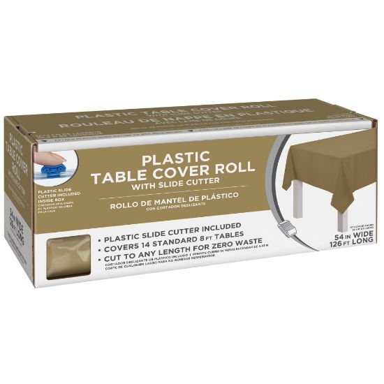 Picture of Amscan Boxed Plastic Table Roll, Gold, 54in x 126'