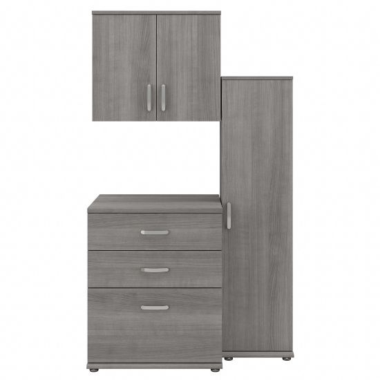 Picture of Bush Business Furniture Universal 44inW 3-Piece Modular Storage Set With Floor And Wall Cabinets, Platinum Gray, Standard Delivery