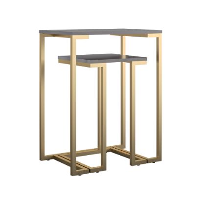 Picture of Ameriwood Home Camila Nesting Tables, 30inH x 23-5/8inW x 15-3/4inD, Gold/Gray, Set Of 2 Tables